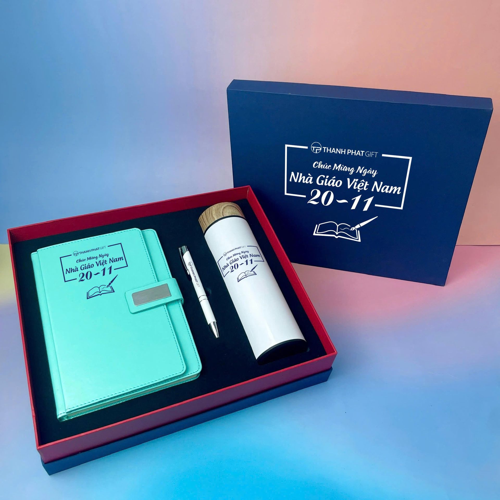 Giftset - Bình giữ nhiệt + Bút ký + Sổ da