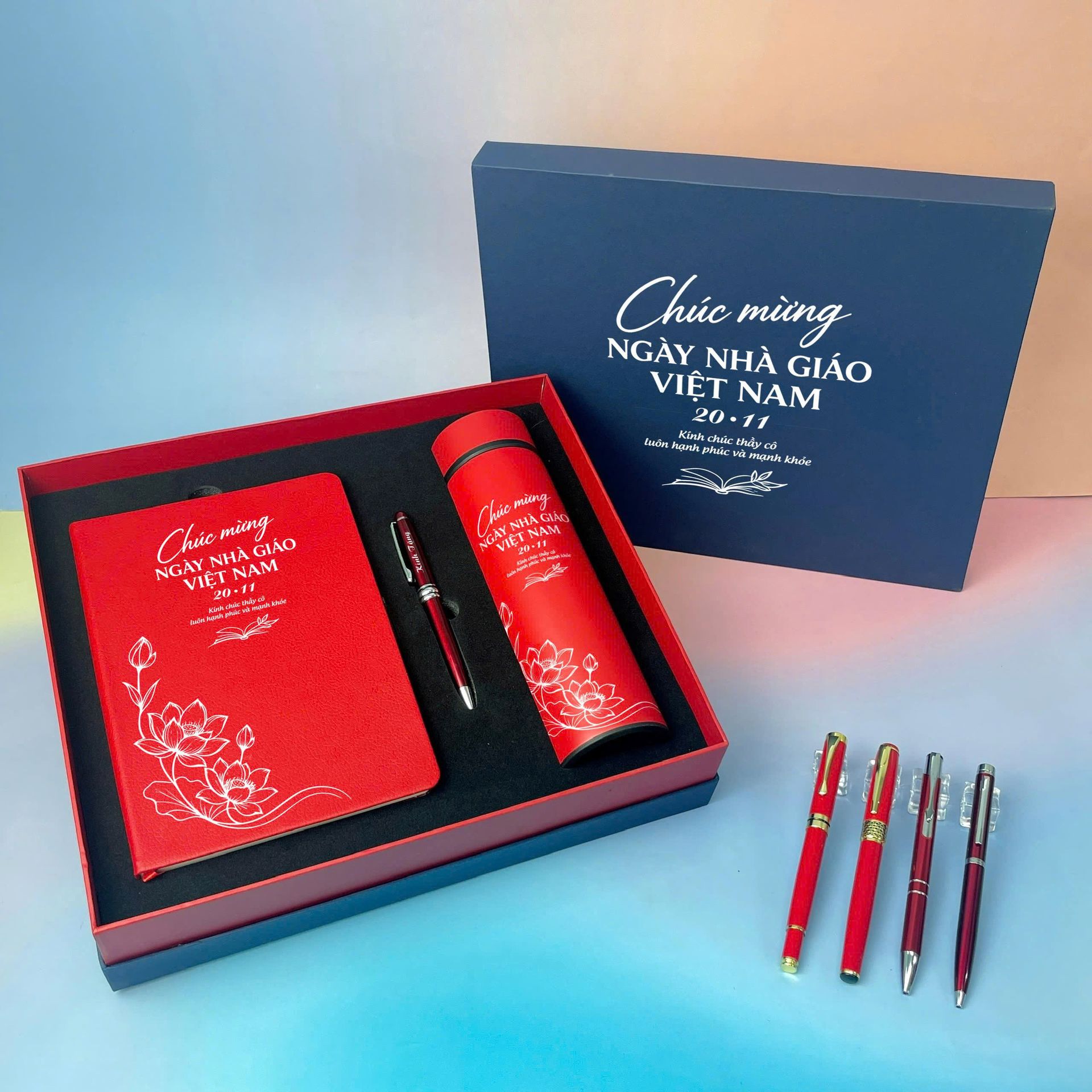 Giftset - Bình giữ nhiệt + Bút ký + Sổ da
