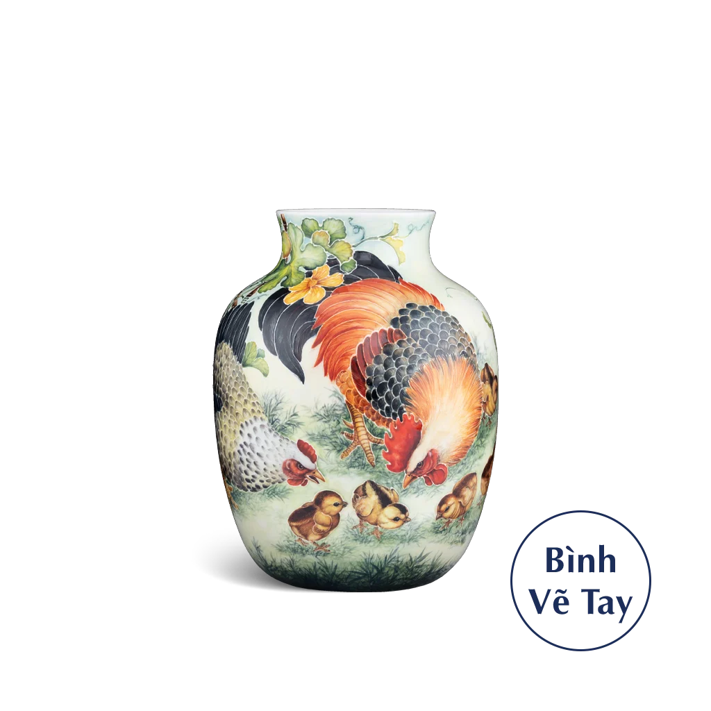 Bình hoa Minh Long 26 cm - Đàn Gà