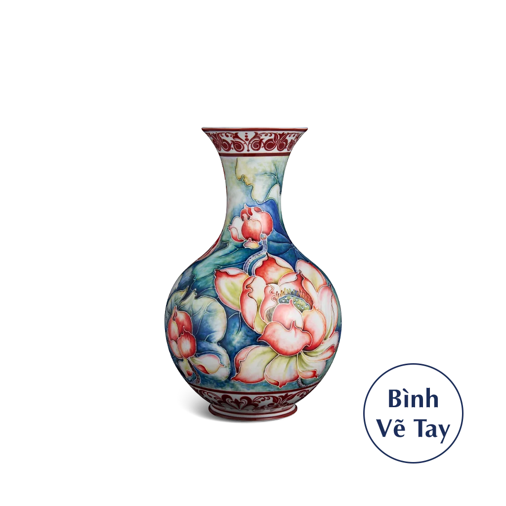 Bình hoa Minh Long 36 cm - Sen Đỏ