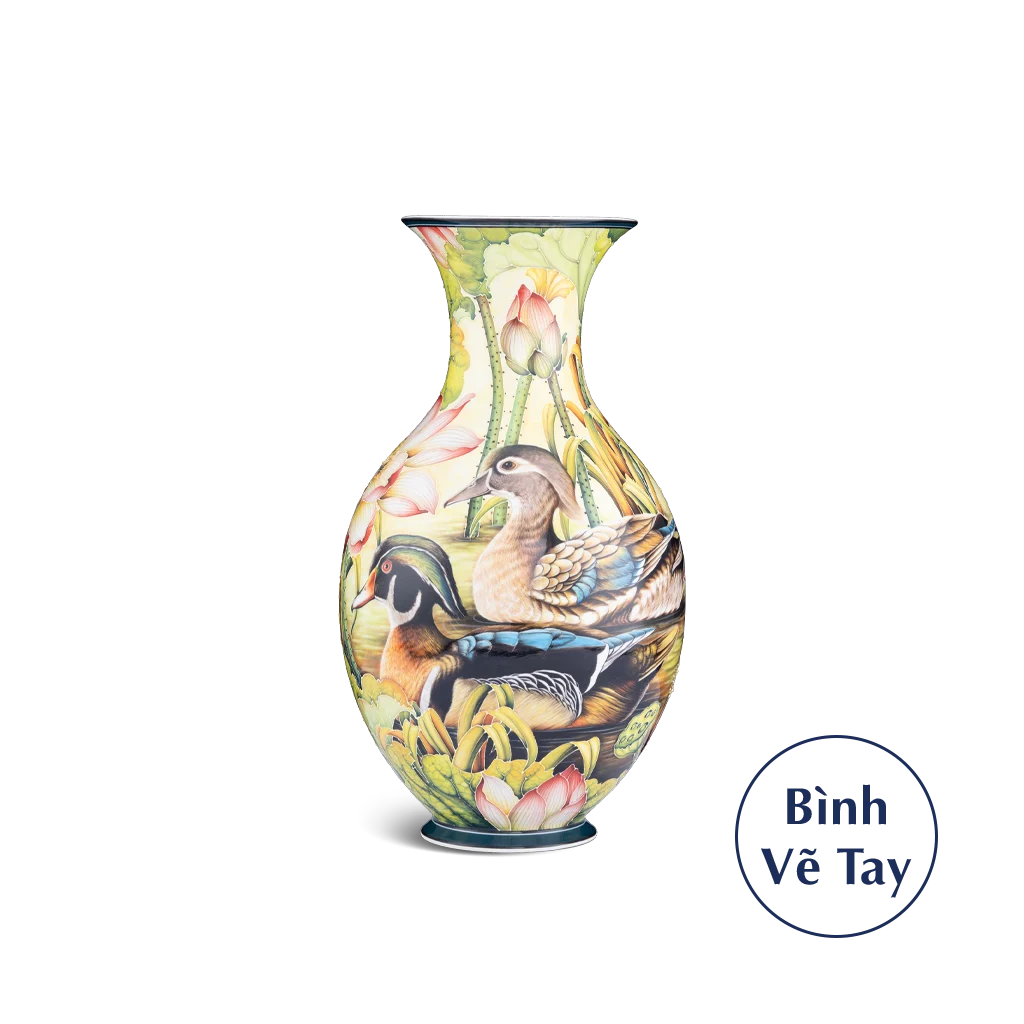 Bình hoa Minh Long 41 cm - Sen Uyên Ương