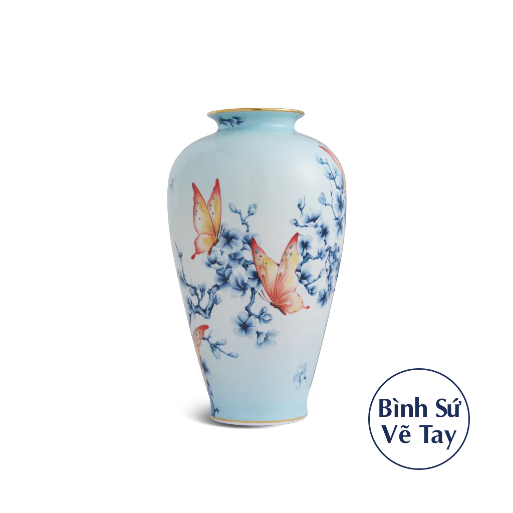 Bình hoa Minh Long 40 cm - Bướm Đào