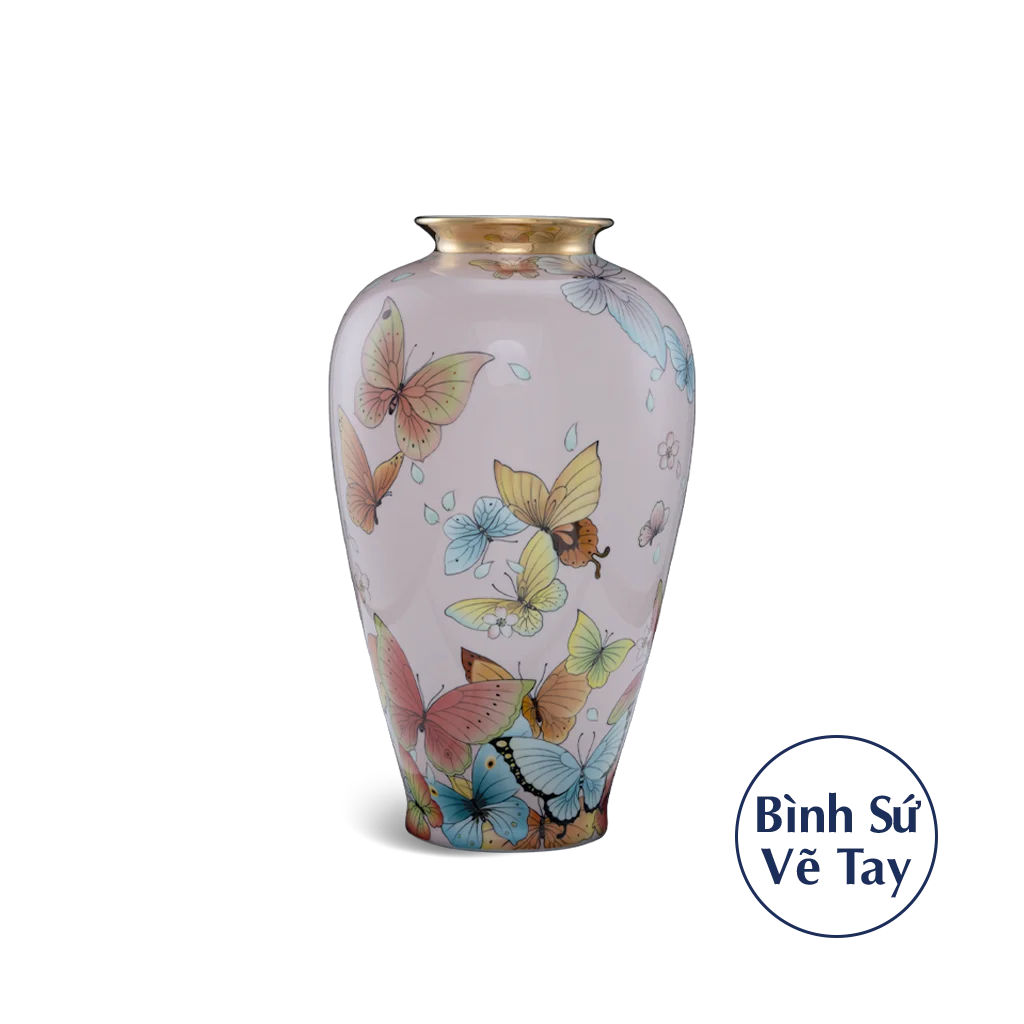 Bình hoa Minh Long 40 cm - Bướm
