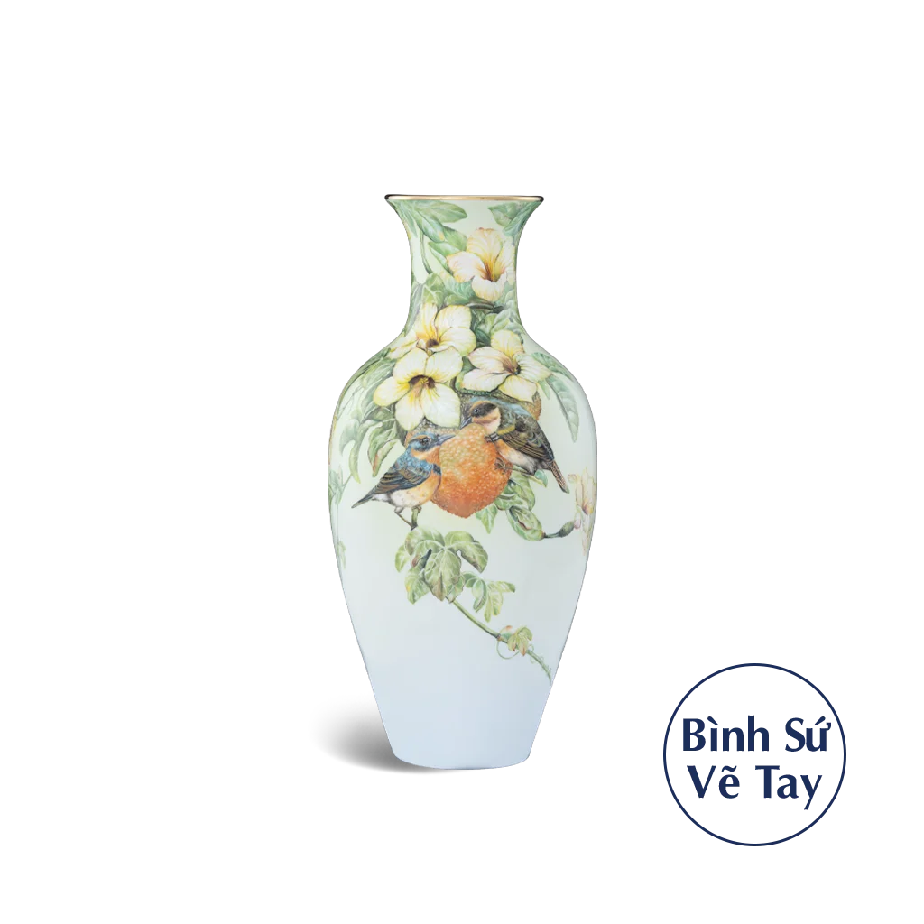 Bình hoa Minh Long 40 cm - Chim & Trái Gấc
