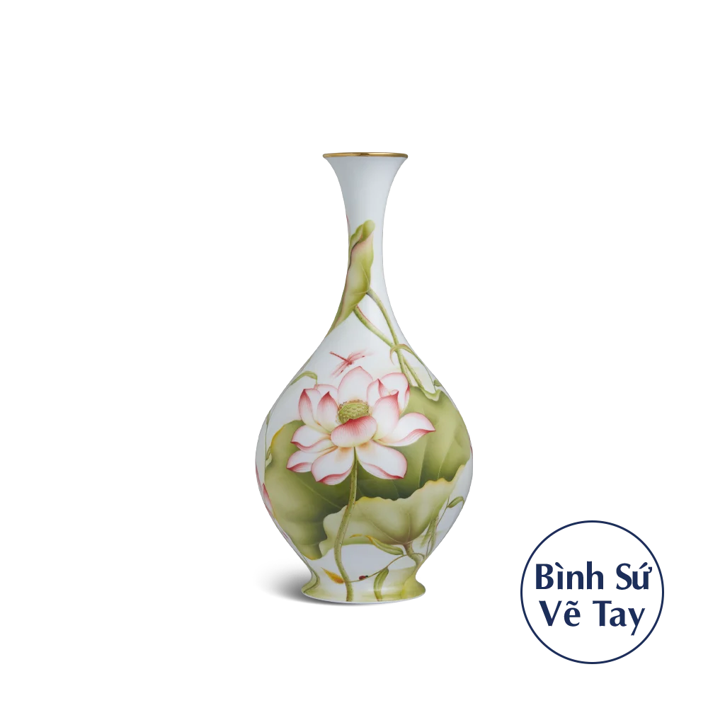 Bình hoa Minh Long 40 cm - Sen Màu