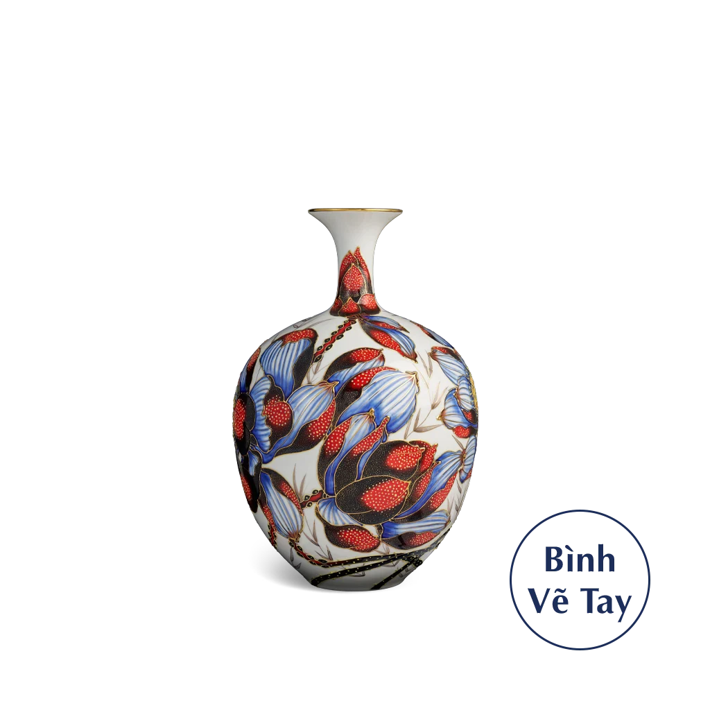 Bình hoa Minh Long 30 cm - Hoa Sen