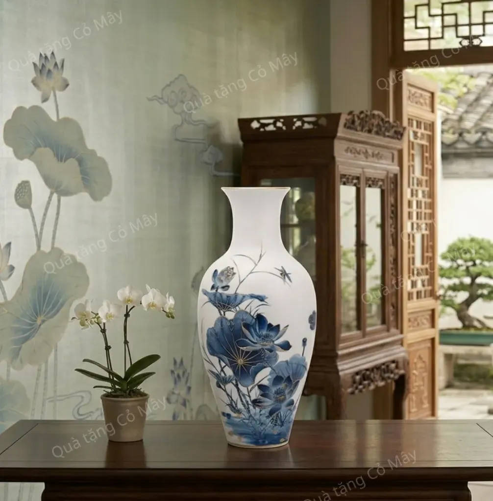 Bình hoa Minh Long 50 cm - Sen Vàng