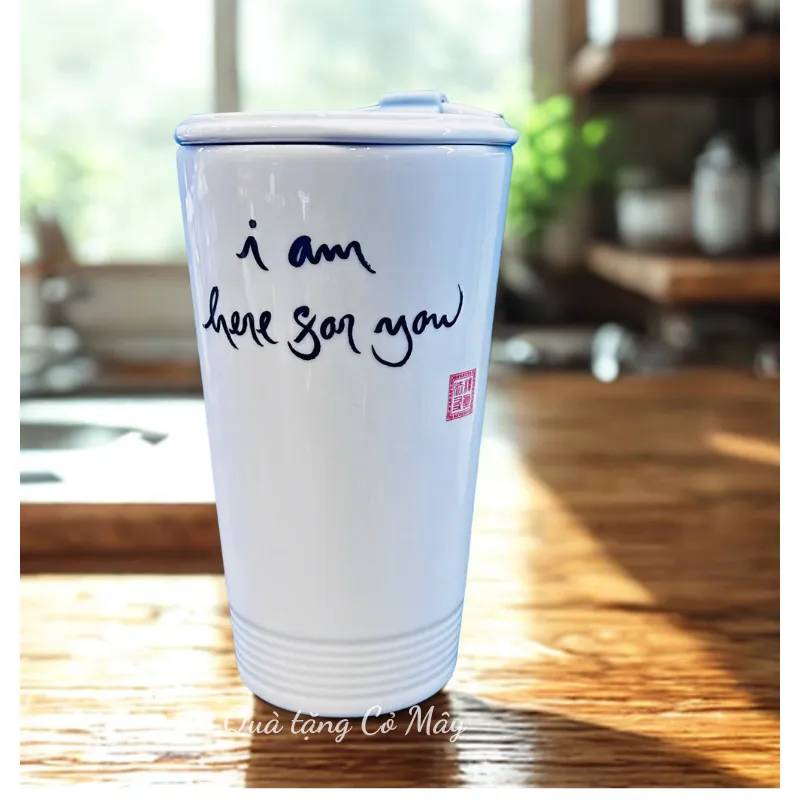 Ly sứ dưỡng sinh 0.48L + nắp ống hút ( K1 ) - I am here for you