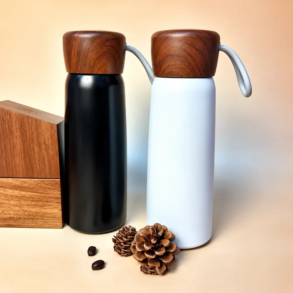 Bình giữ nhiệt Hot Wood 500 ml - Nắp gỗ quai cao su