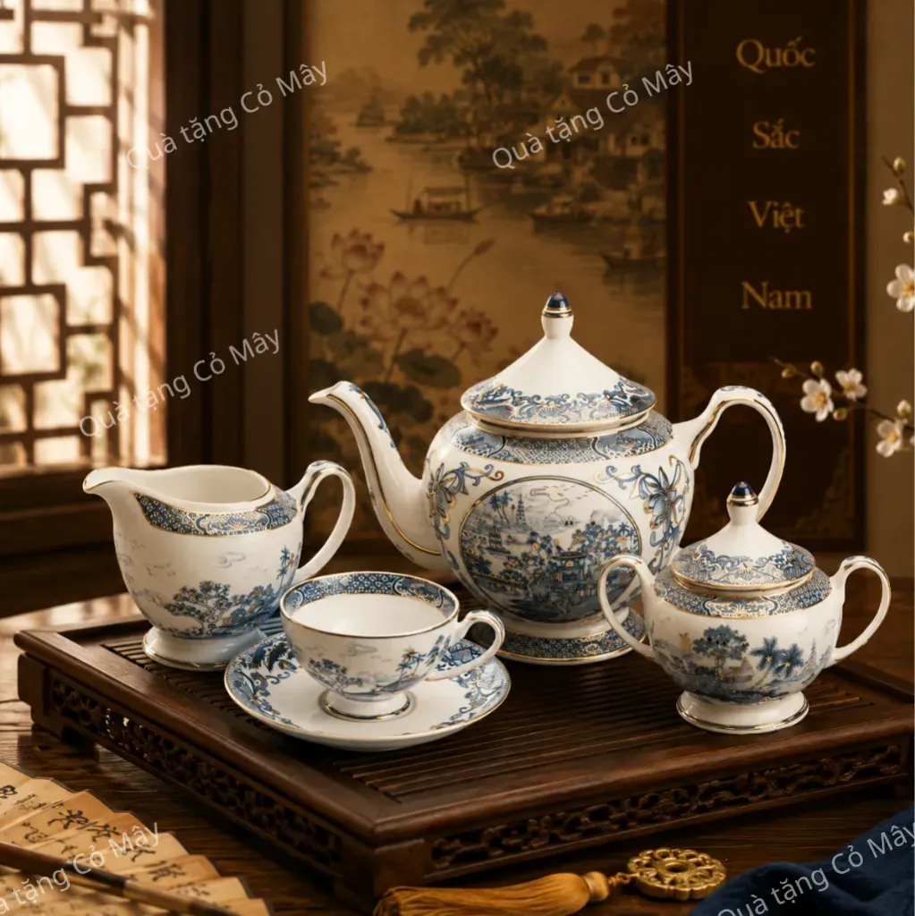 Bộ trà 1.3 L - Hoàng Cung - Hồn Việt Vàng