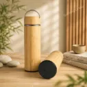 Bình giữ nhiệt Vỏ Tre 450ml - Quai Inox  - In Logo doanh nghiệp