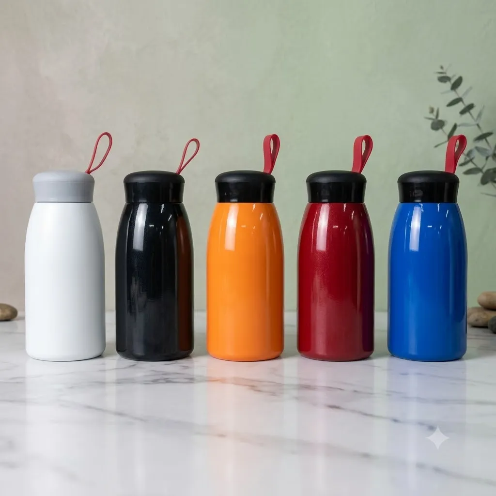 Bình giữ nhiệt dáng bầu - Quai đỏ 520 ml (Trắng)