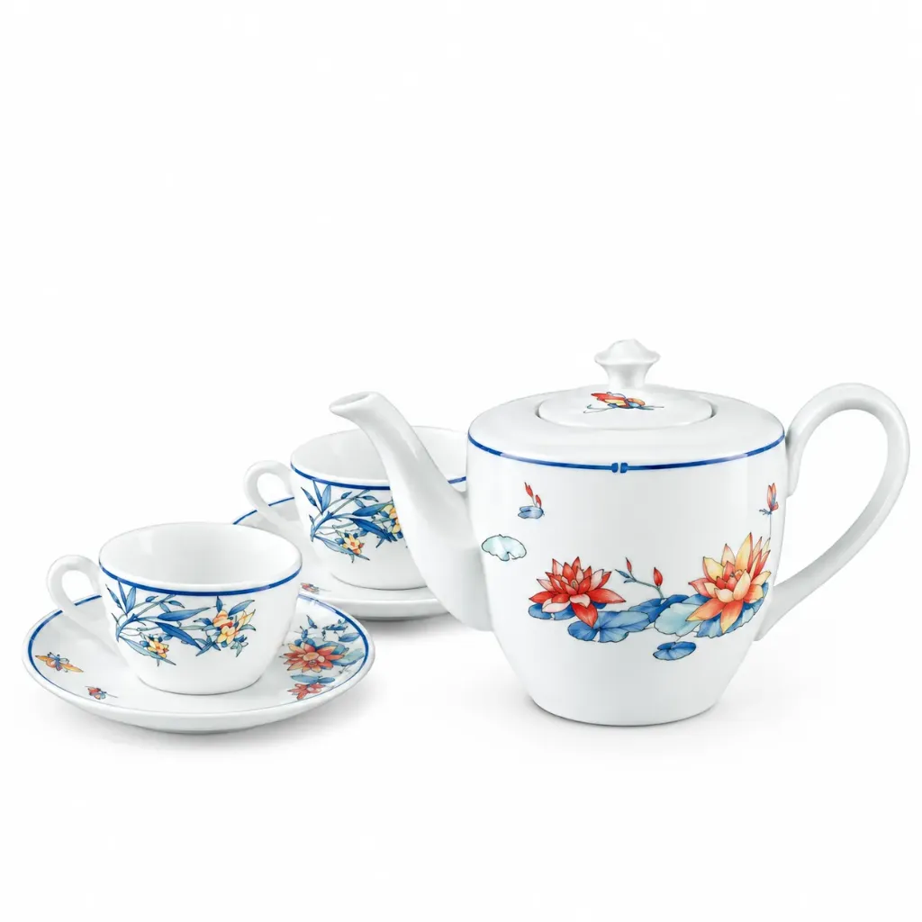 Bộ trà Minh Long 0.65 L - Daisy - Sen Hồng