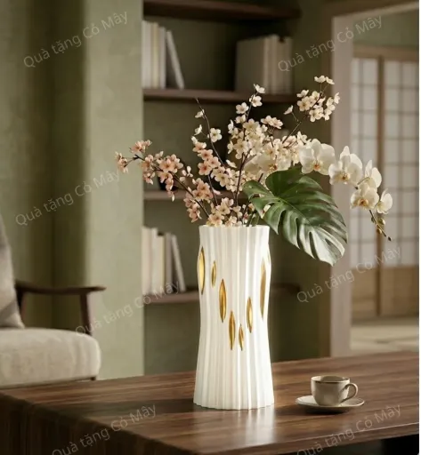 <bỏ> Bình Hoa Sứ Hoàng Kim - Trang Trí Vàng 30cm