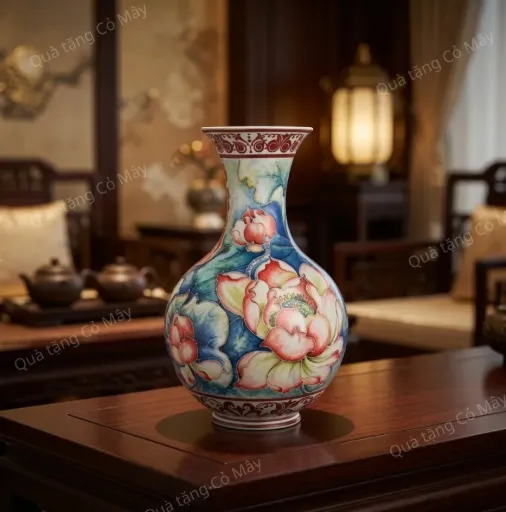 Bình hoa Minh Long 36 cm - Sen Đỏ
