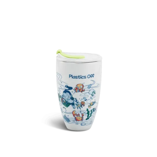 Ly sứ dưỡng sinh Minh Long 0.48 L + Nắp ống hút