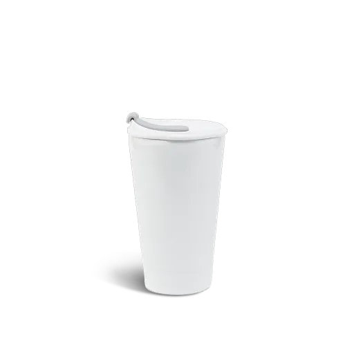 Ly sứ dưỡng sinh Minh Long 0.48 L + Nắp ống hút - Trắng