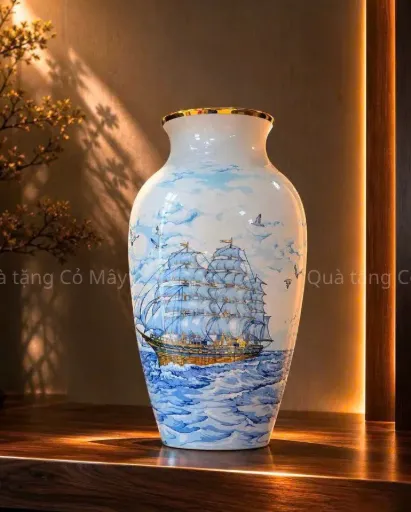 Bình hoa Minh Long 27 cm - Thuận Buồm 2 - Trang Trí Vàng