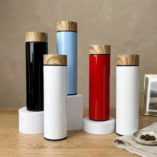 Bình giữ nhiệt Nắp vân gỗ 500ml - Lõi Inox